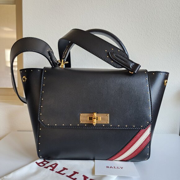 NWT BALLY B Turn SM 2-Way Leather Handbag – Elegant Versatility🖤(#163) - Picture 1 of 12